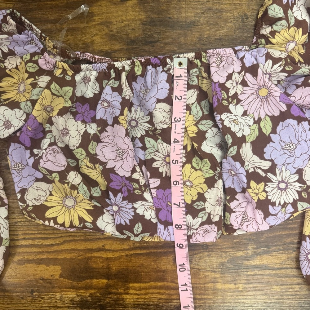 LeLis Floral Long Sleeve Crop Top And Wide Leg Pants Matching Set Size XS - Picture 8 of 15